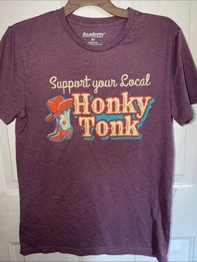 Academy Sports Purple 'Support Your Local Honky Tonk' Graphic Tee